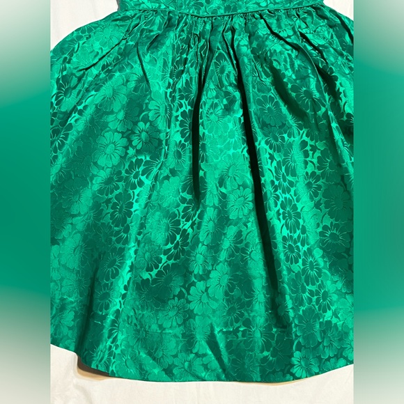 Vintage 60s Brocade Emerald Green Monterey Modes Dress Full Skirt Rockabilly 50s - Picture 5 of 13